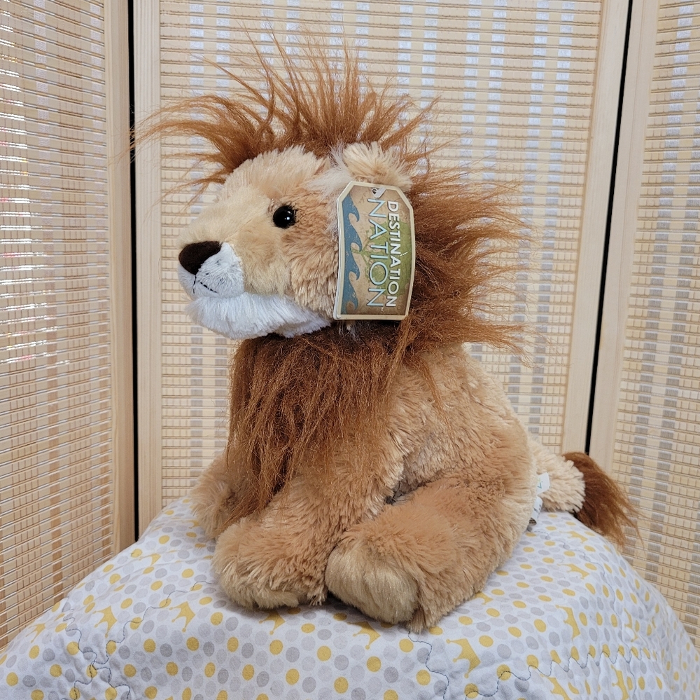 Aurora Destination Nation Lion Plush Stuffed Animal Toy Tall Fuzzy Mane - Picture 3 of 12
